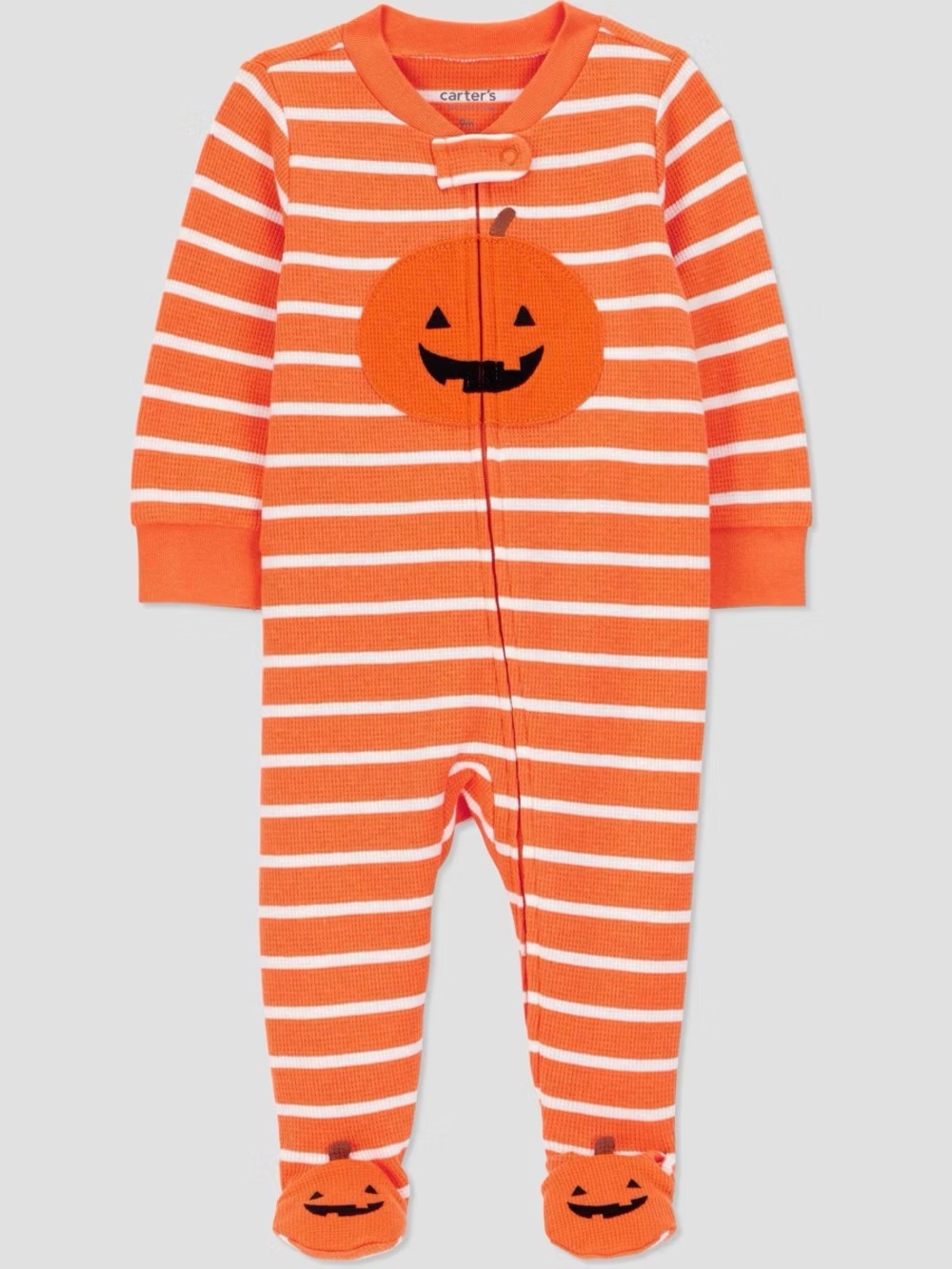Carter's Orange and White Striped Pumpkin Footed One-Piece